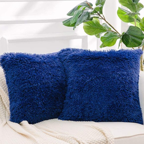 Ocean Blue Fuzzy Cozy Dorm/Sofa/Bed/Patio/Porch Throw Pillow Decor